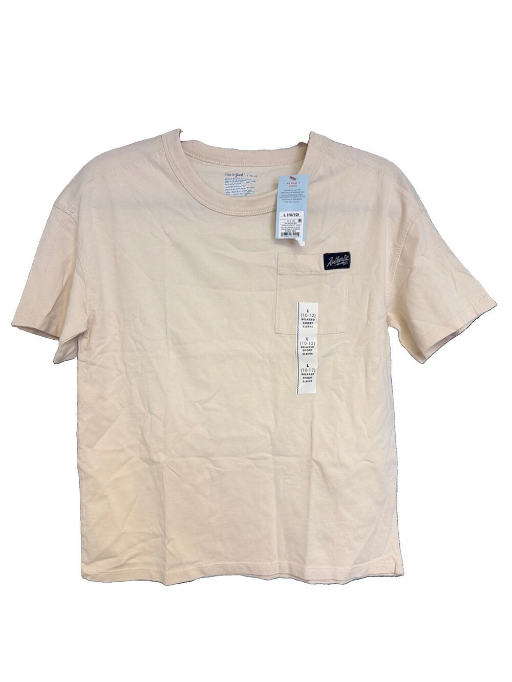 NWT Boys Size L (10-12) Crème Teeshirt Brand Cat &Jack G001